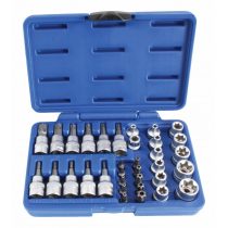   E-torx dugókulcs és torx bit dugókulcs készlet 34 részes (A-TXSET34)