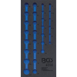 BGS technic 1/3 Szerszámtálca szerszámkocsihoz, üresen: 1/4" és 1/2" 12-szögű dugókulcs készlethez (nem tartozék) (BGS 4056-1)