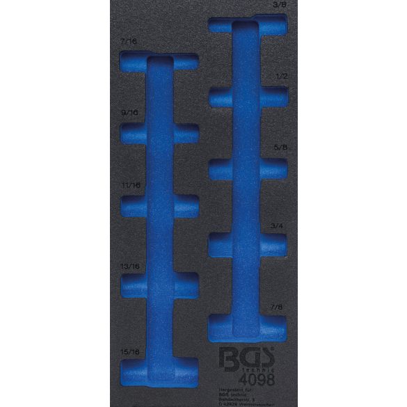 BGS technic 1/3 Szerszámtálca szerszámkocshoz, üresen: 10 részes 1/2" hosszított COLL dugókulcs készlethez (nem tartozék) (BGS 4098-1)