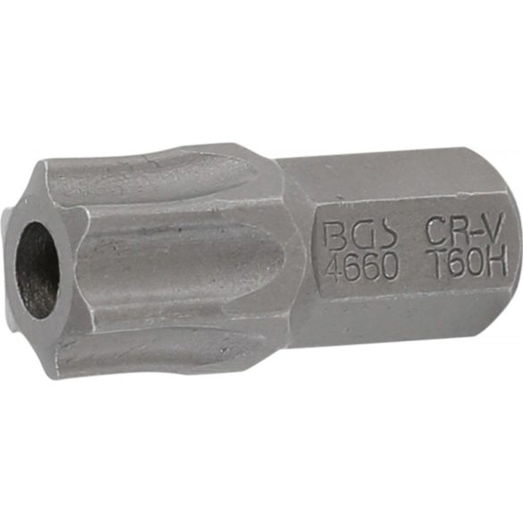 BGS Technic Behajtófej Hossz 30 mm Külső hatszögletű 10 mm (3/8") T-profil (Torx) T60 furattal (BGS-4660)