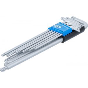 BGS Technic Derékszögű kulcs készlet extra hosszú T-profil (Torx) gömbfejes T10 - T50 9 darabos (BGS-819)