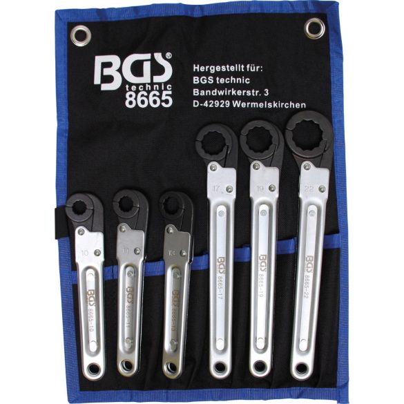 BGS technic Csőhollander kulcs készlet, 6 db-os, nyitható (BGS 8665)