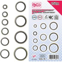   BGS technic 150 részes gumibetétes fém tömítőgyűrű készlet, olajleeresztő csavarokhoz (BGS 9306)