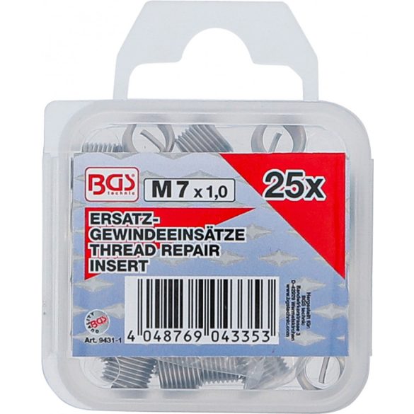 BGS Technic Tartalék menetes betétek M7 x 1,0 mm 25 darabos (BGS-9431-1)