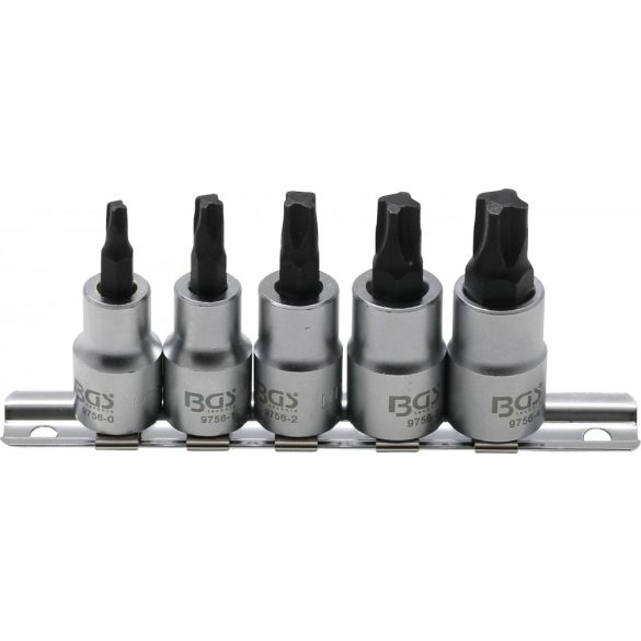 BGS Technic Behajtófej-készlet 10 mm (3/8") 4 élű profil (MTS-Mortorq) MTS0 - MTS04 5 darabos (BGS-9756)