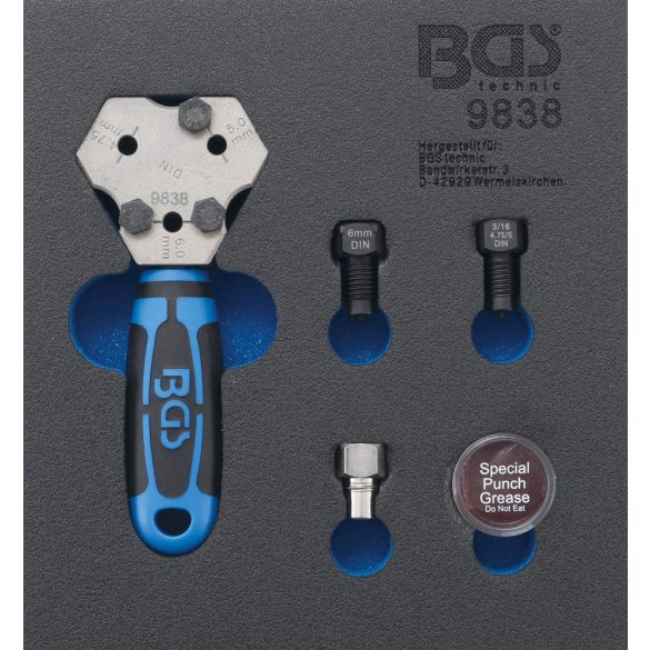 BGS technic Fékcső peremező készlet | SAE and DIN 4.75 / 5 / 6 mm (BGS 9838)