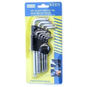 Torx fejű imbuszkulcs készlet T10-T50 / 9 részes 190mm