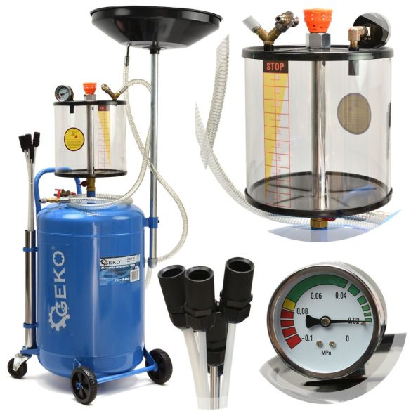 Pneumatikus fáradtolaj gyűjtő és leszívó mérő tartállyal 80l