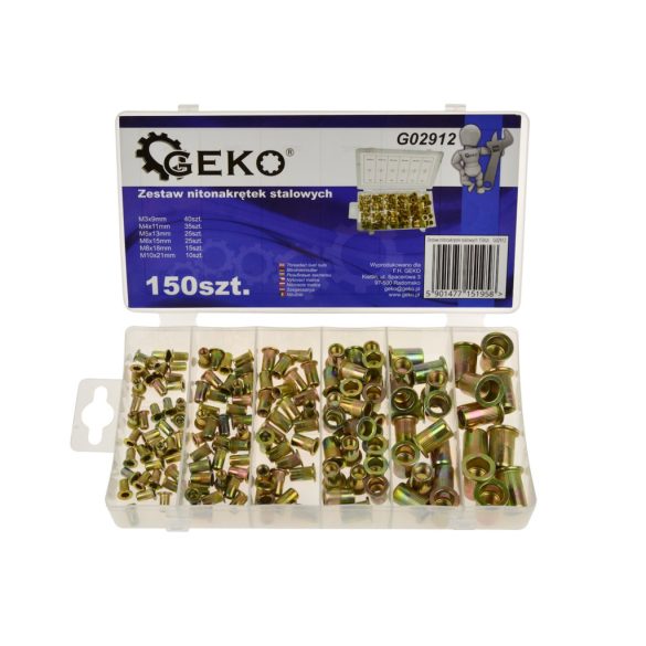 Szegecsanya készlet acél 150 részes