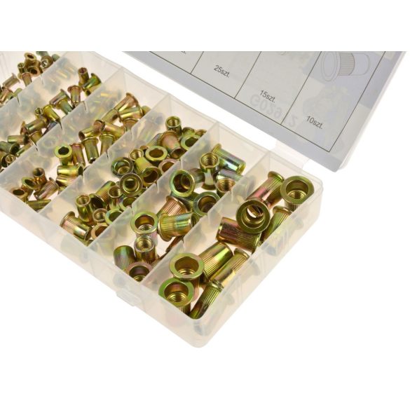 Szegecsanya készlet acél 150 részes