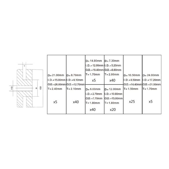 Gumigyűrű készlet 180 részes
