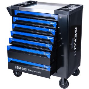 Szerszámos kocsi 7 fiókkal + oldalsó szekrénnyel + 258 szerszámmal (G10836) 