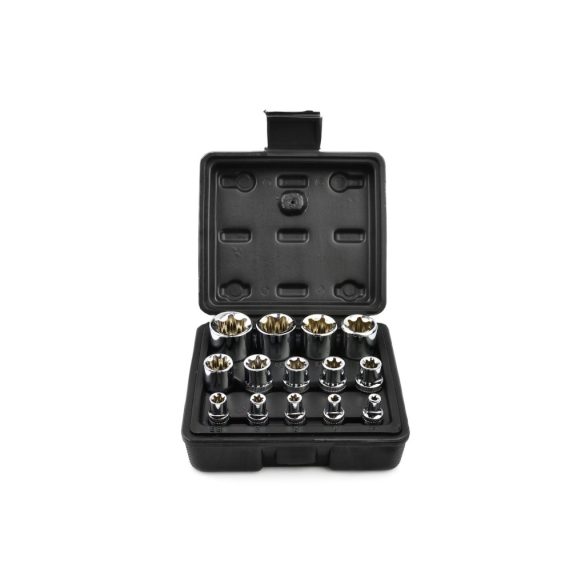 E-torx dugókulcs készlet E4-E24 1/4″, 3/8″, 1/2″ 14 részes