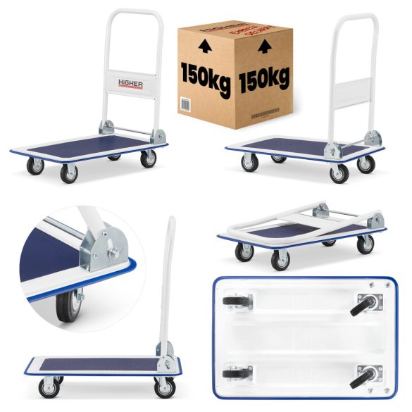 Kézi kocsi, raktárkocsi, összecsukható 150kg teherbírással 